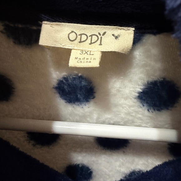 ODDY Navy and White Polka Dot Fleece Jacket - Picture 5 of 7
